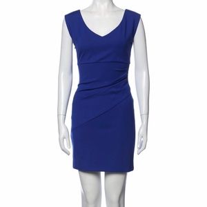 DIANE von FURSTENBERG Bevin Blue Cap Sleeves Ruched Waist Dress